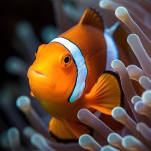The advantages of feeding live food for your tropical fish, a clownfish that is healthy, colourful and happy